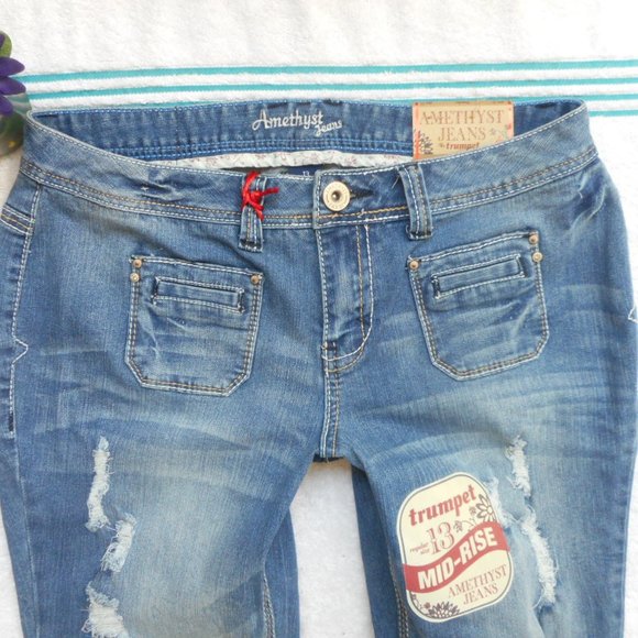 NEW Amethyst Jeans Distressed Boot Cut Denim Size 13 - Picture 8 of 13